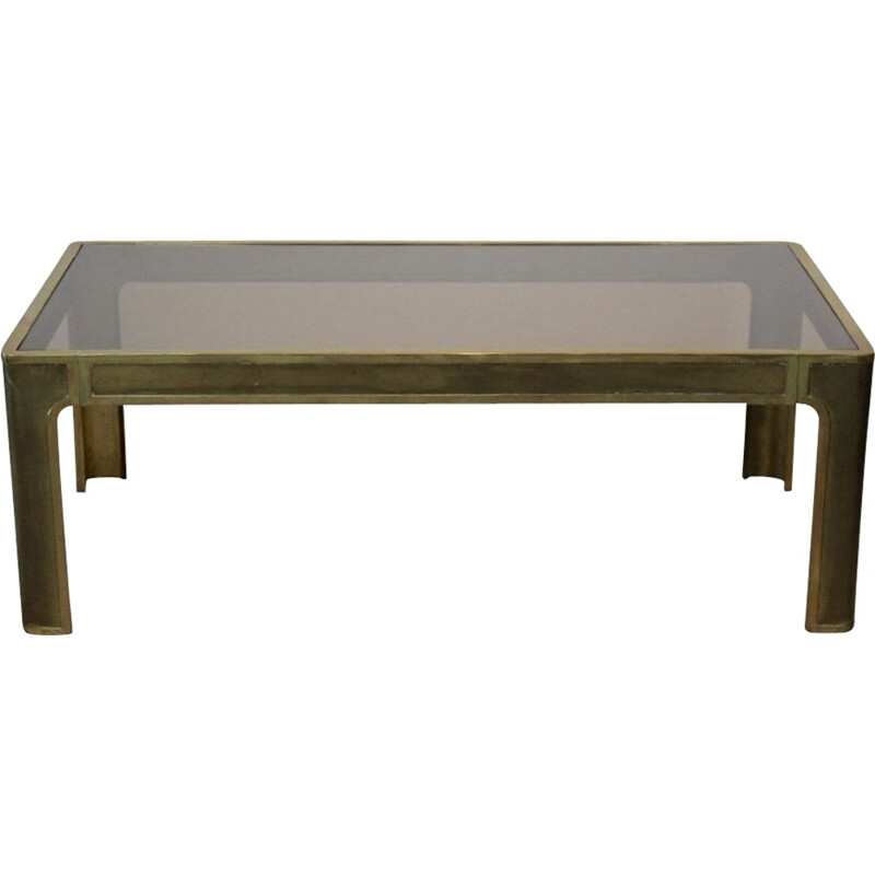 Vintage Brass and Glass Coffee table by Peter Ghyczy - 1970s