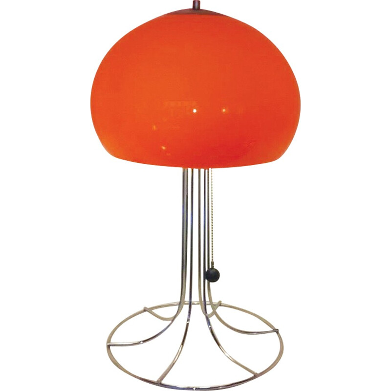 Lampe vintage en chrome et plexiglas orange - 1970