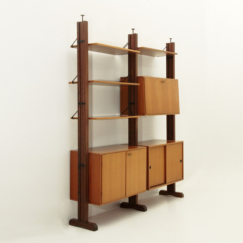 Italian wall unit system in teak - 1960s