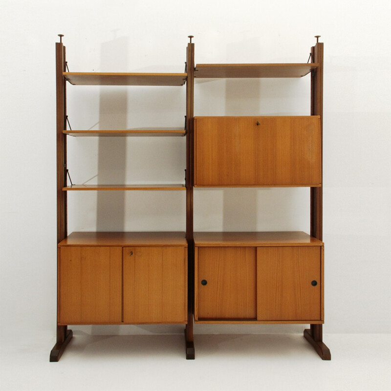 Italian wall unit system in teak - 1960s