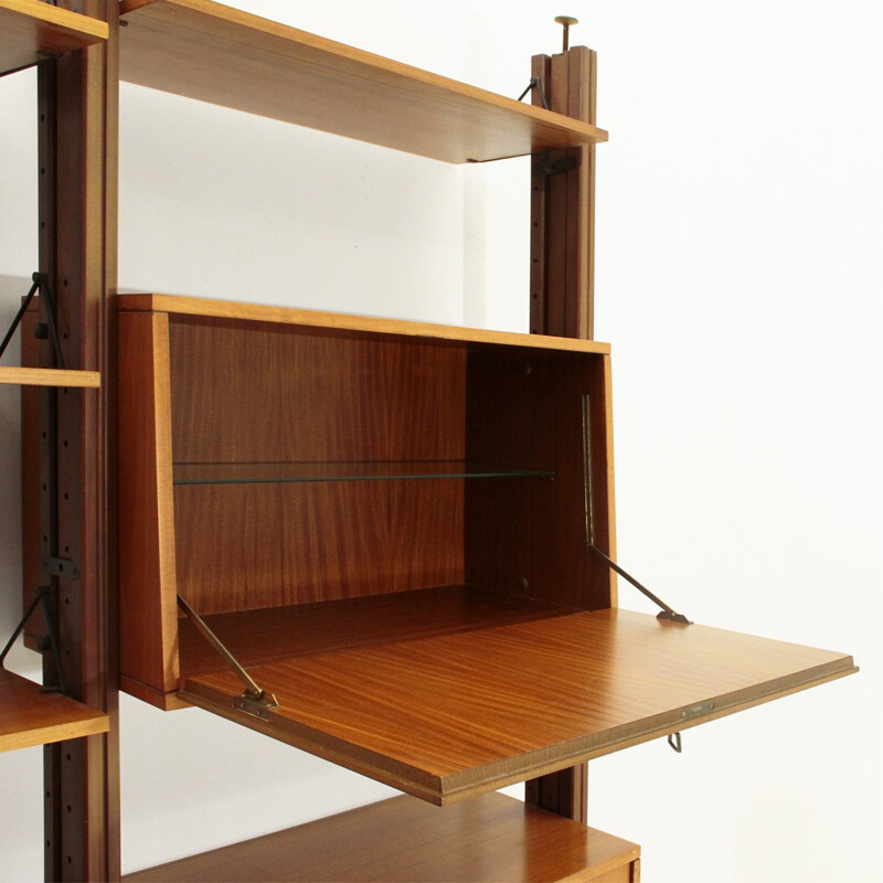 Italian wall unit system in teak - 1960s