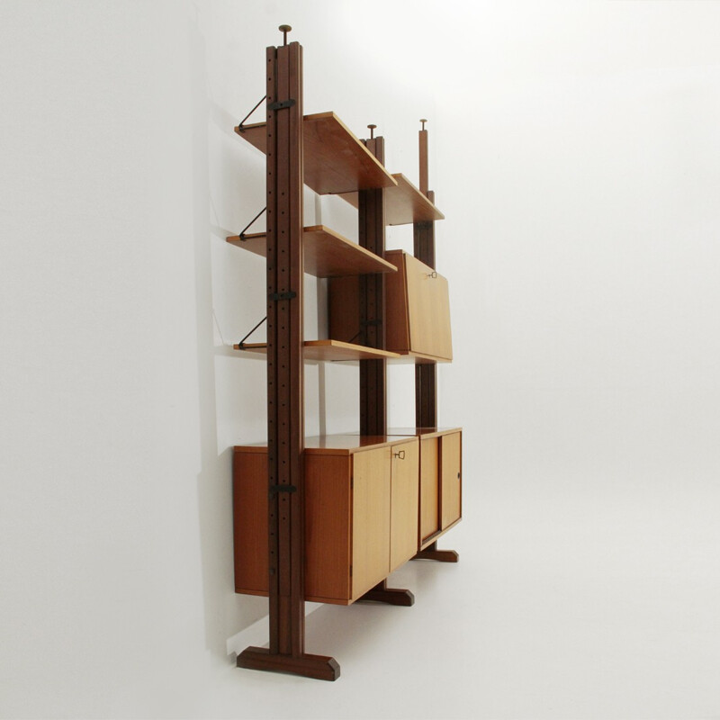 Italian wall unit system in teak - 1960s