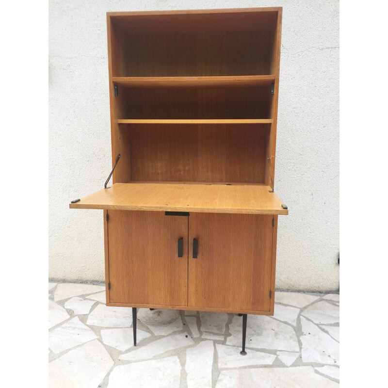 Secrétaire vintage en bois et métal - 1960