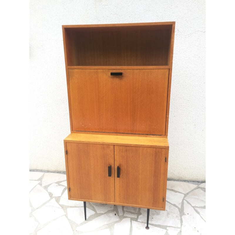 Secrétaire vintage en bois et métal - 1960