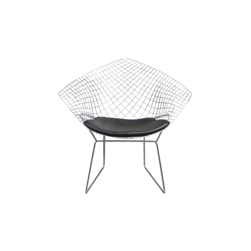 Black vintage armchair "Diamond Chair" by Harru Bertoia - 1970