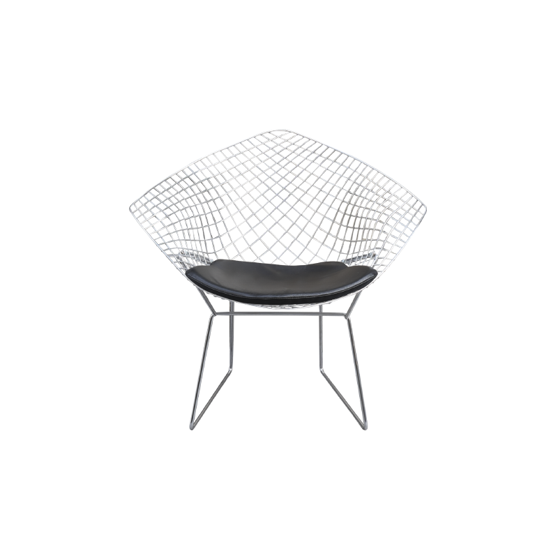 Fauteuil vintage noir "Diamond Chair" de Harry Bertoia - 1970