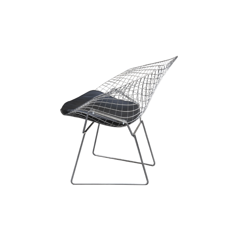 Fauteuil vintage noir "Diamond Chair" de Harry Bertoia - 1970