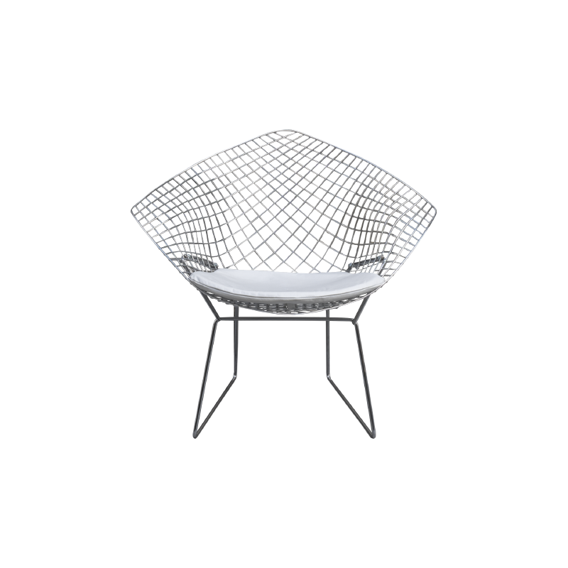 Fauteuil vintage blanc "Diamond Chair" de Harry Bertoia - 1970