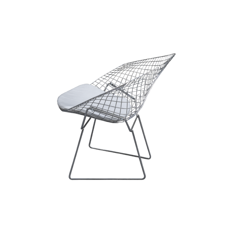 Fauteuil vintage blanc "Diamond Chair" de Harry Bertoia - 1970