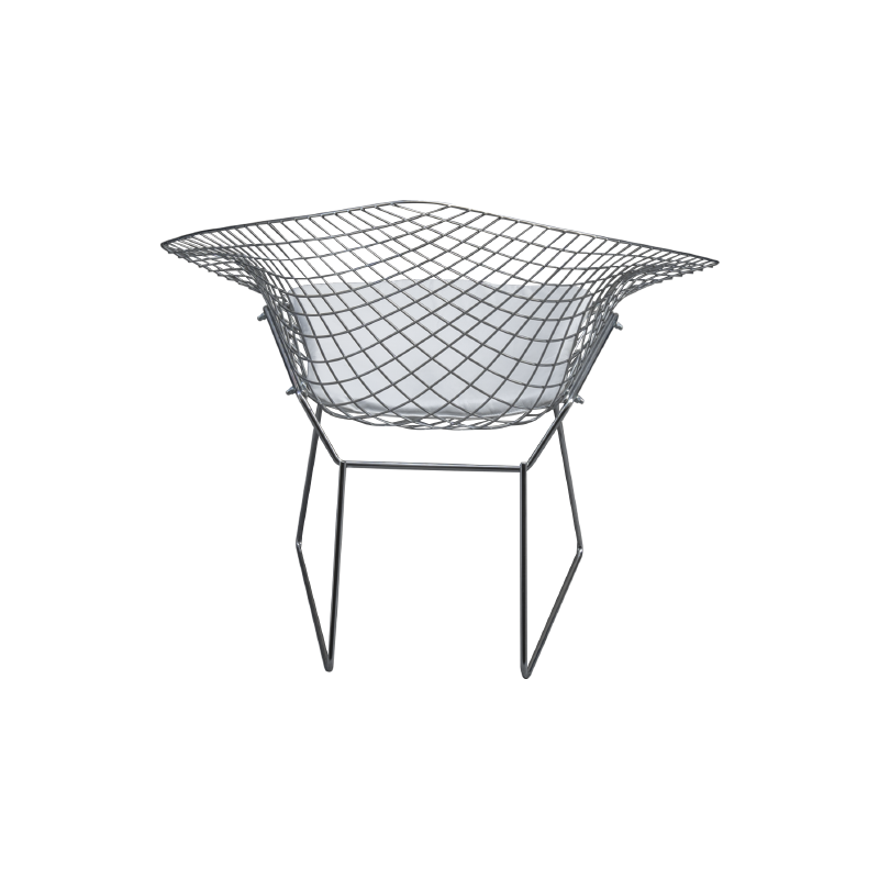 White vintage armchair "Diamond Chair" by Harry Bertoia - 1970