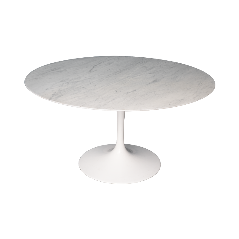 Round vintage marble white dining Table by Saarinin pour Knoll - 1970s