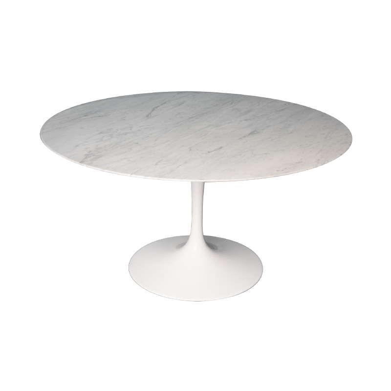 Table à repas vintage ronde en marbre blanc de Saarinen pour Knoll - 1970