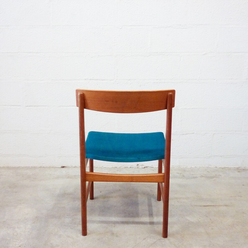 Set of 4 chairs made of teak and velvet - 1960s