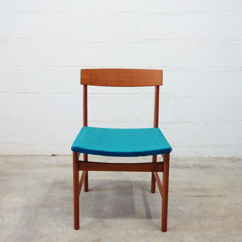 Set of 4 chairs made of teak and velvet - 1960s