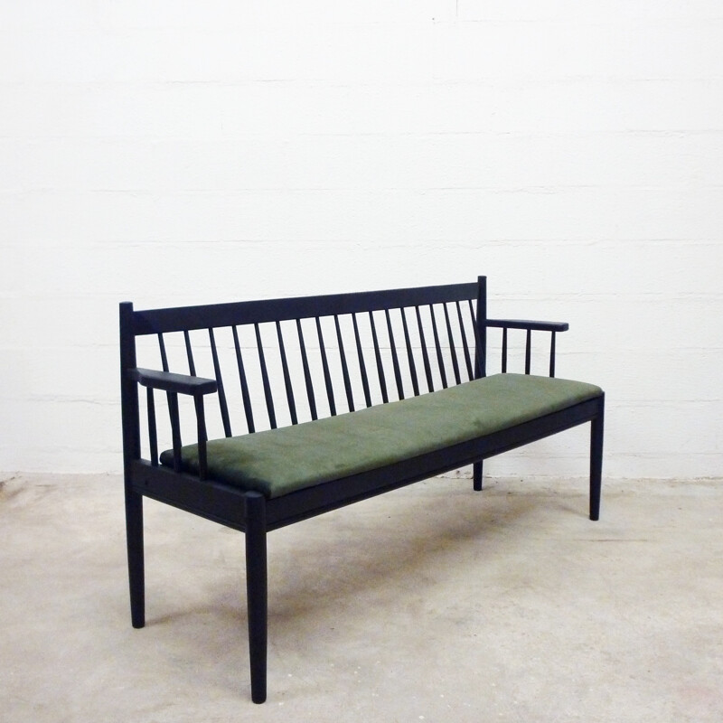 Bench with sticks upholstered in velvet - 1960s