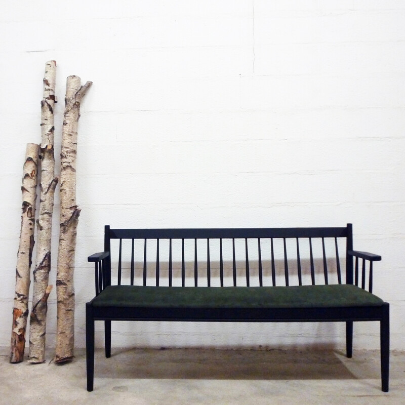 Bench with sticks upholstered in velvet - 1960s