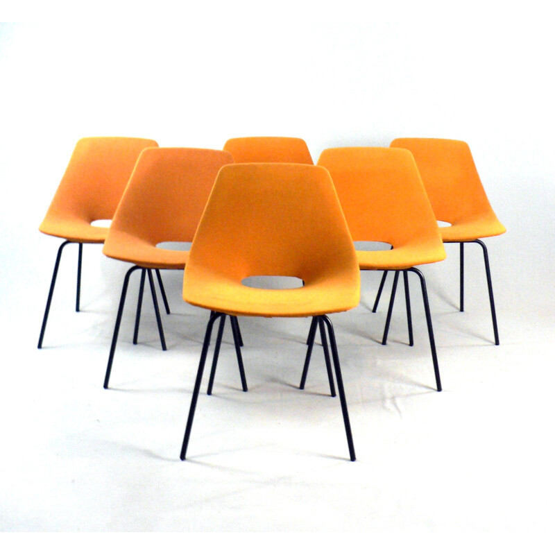Suite of 6 barrel chairs "Amsterdam" by Pierre Guariche for Steiner - 1950s