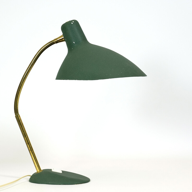 Vintage green table lamp in metal - 1950s.