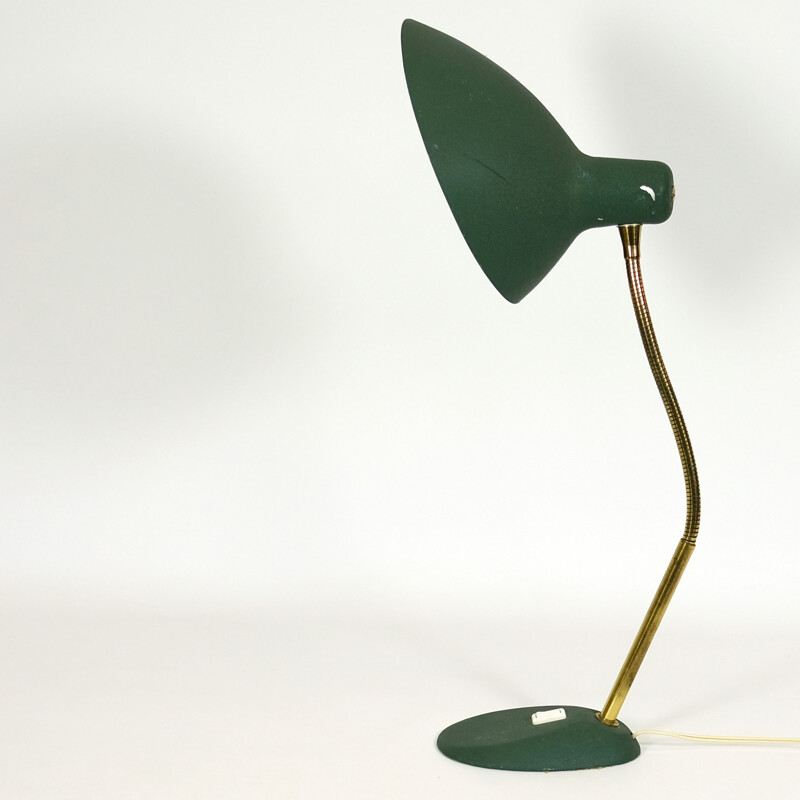 Vintage green table lamp in metal - 1950s.