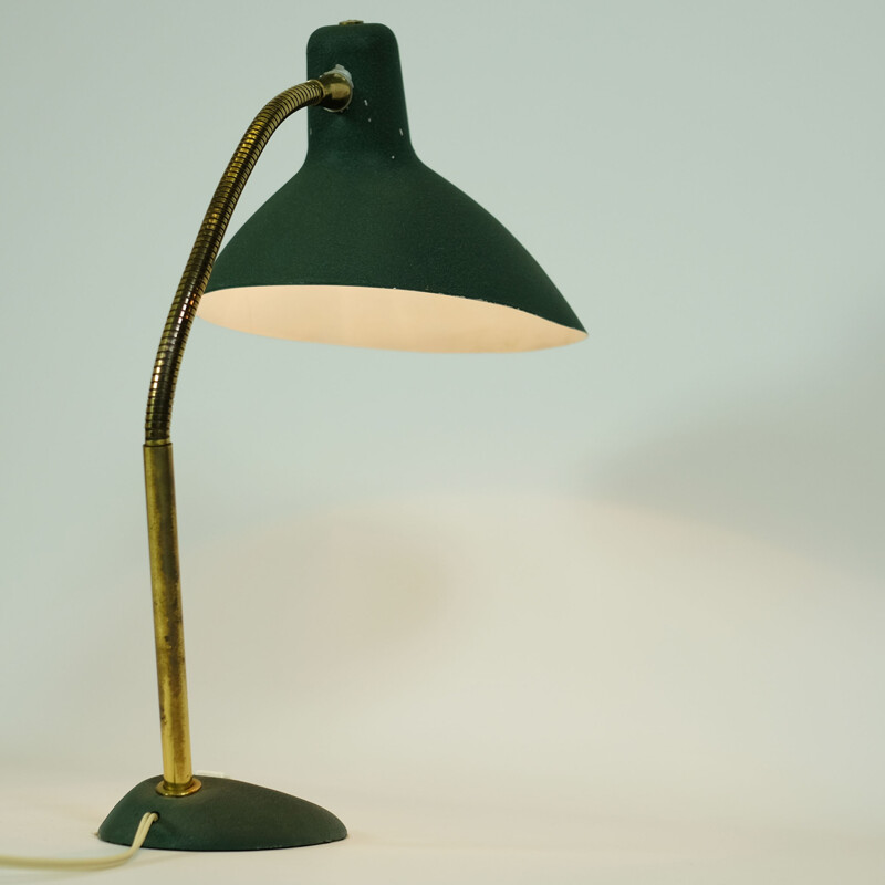 Vintage green table lamp in metal - 1950s.