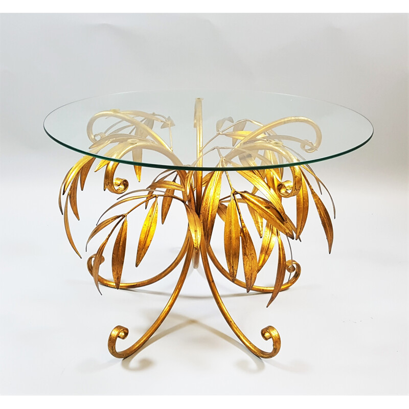 Vintage gold palm tree coffee table by Hans Kögl - 1960s