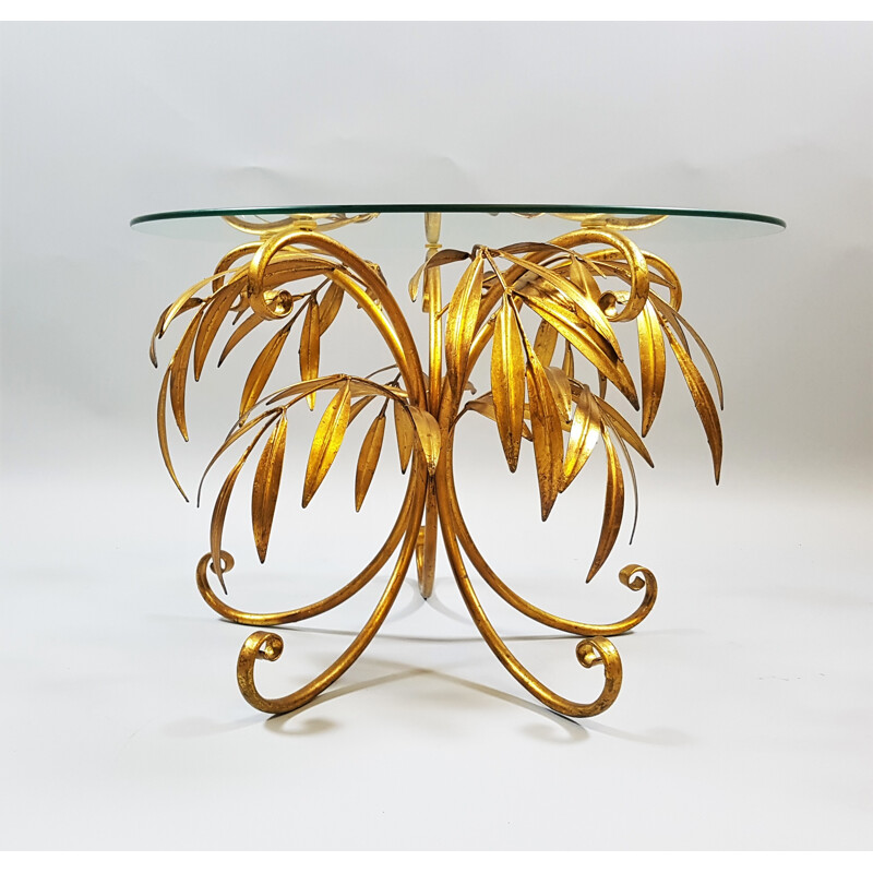 Vintage gold palm tree coffee table by Hans Kögl - 1960s