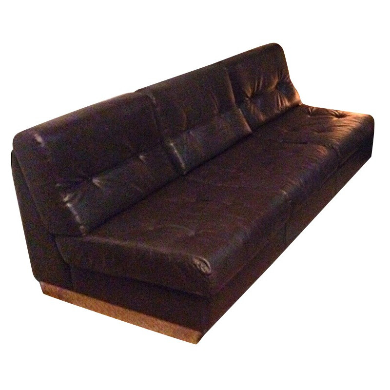 Chocolate brown sofa and low chair, Jacques CHARPENTIER - 1970s