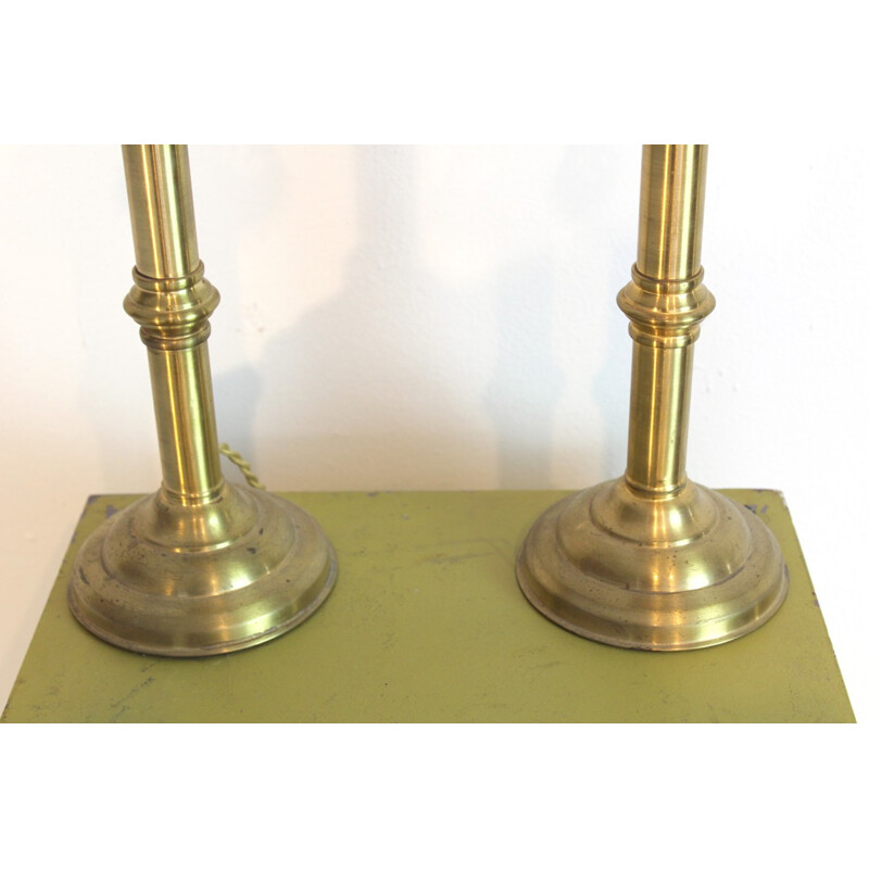 Pair of candleholder lamps in brass - 1970s