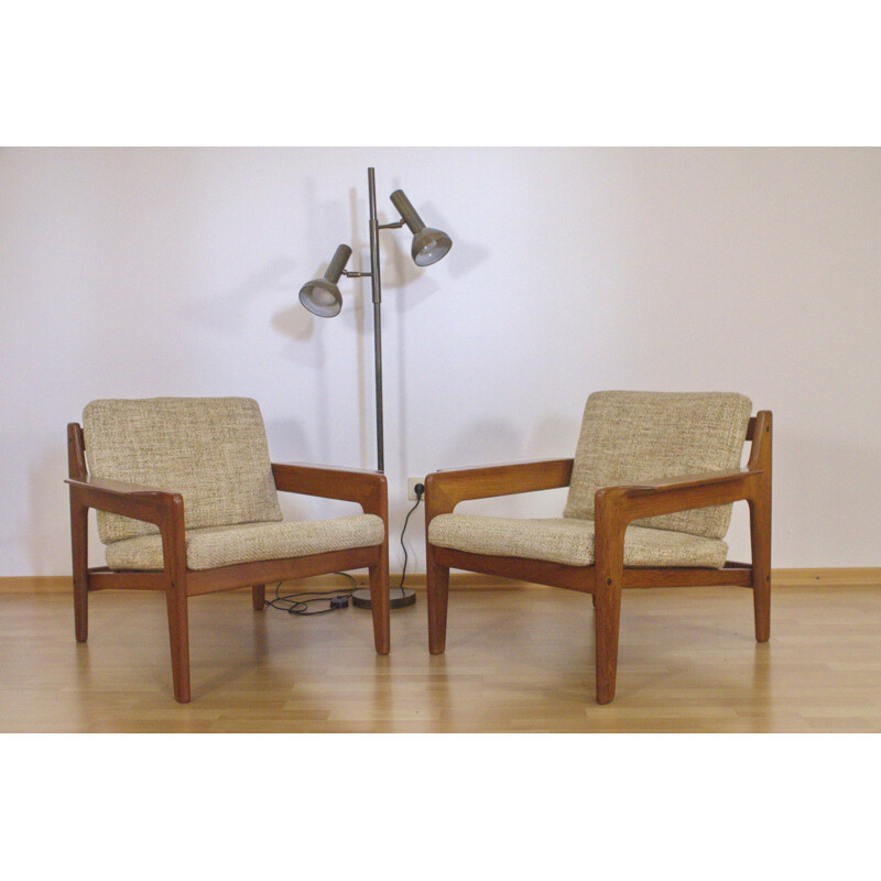 Komfort easy chairs in teak and woolen fabric by Arne Wahl Iversen - 1960s