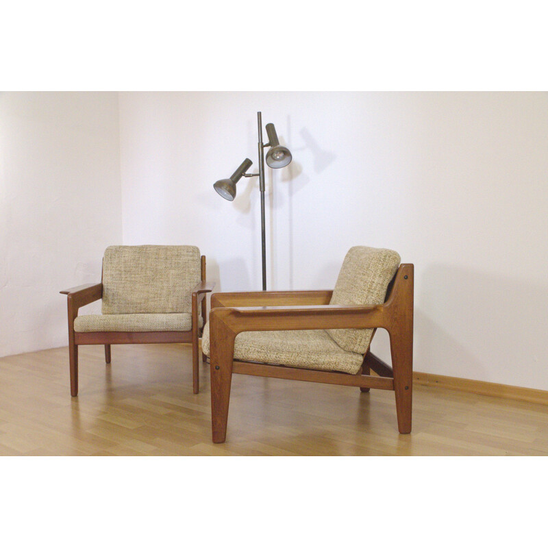 Komfort easy chairs in teak and woolen fabric by Arne Wahl Iversen - 1960s