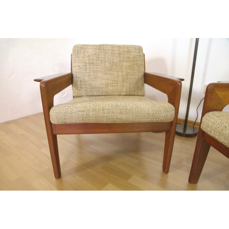 Komfort easy chairs in teak and woolen fabric by Arne Wahl Iversen - 1960s