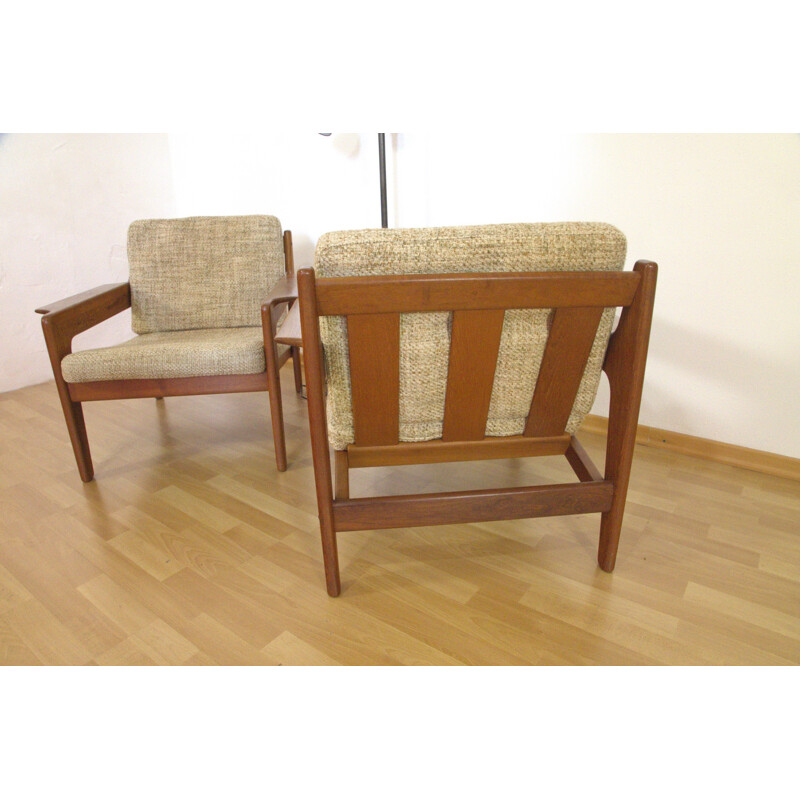 Komfort easy chairs in teak and woolen fabric by Arne Wahl Iversen - 1960s