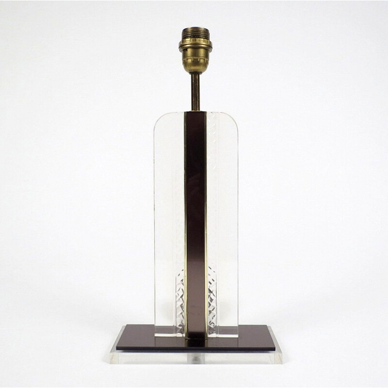 Belgian perspex lamp with brass details - 1970s