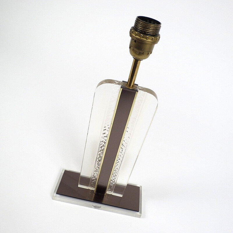 Belgian perspex lamp with brass details - 1970s