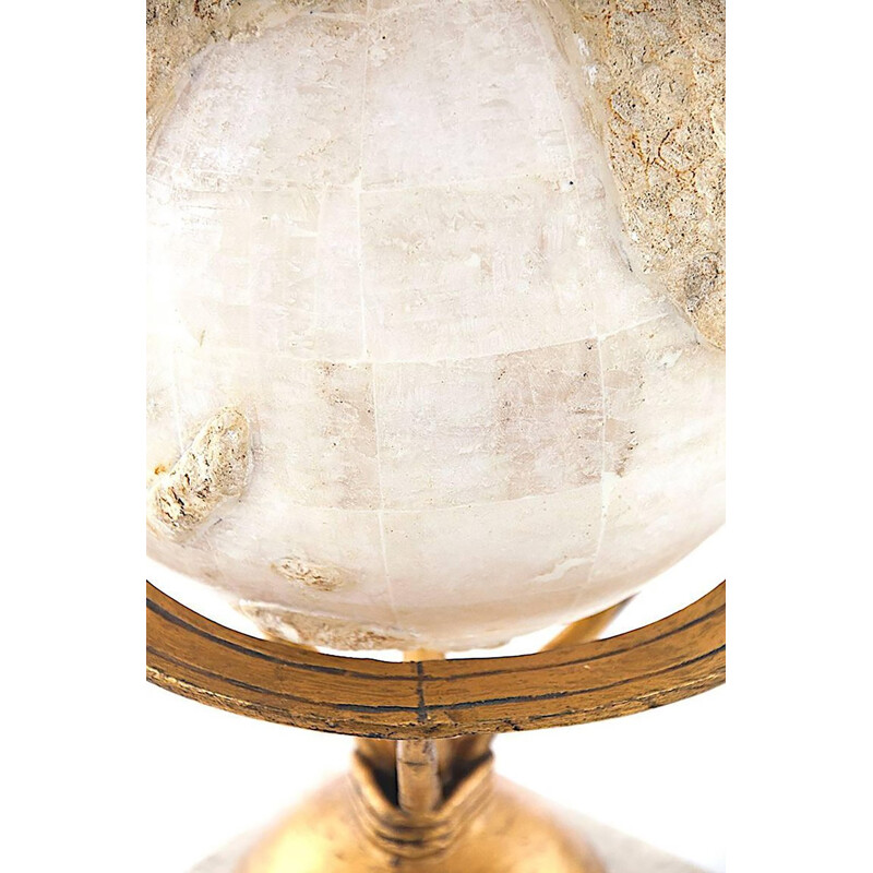 Large Round Nacre Table Lamp by Fournier Décoration - 1960s