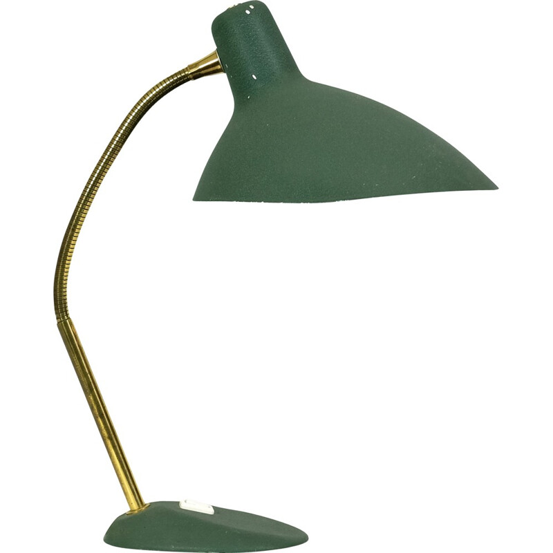Vintage green table lamp in metal - 1950s.