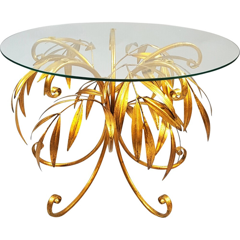 Vintage gold palm tree coffee table by Hans Kögl - 1960s