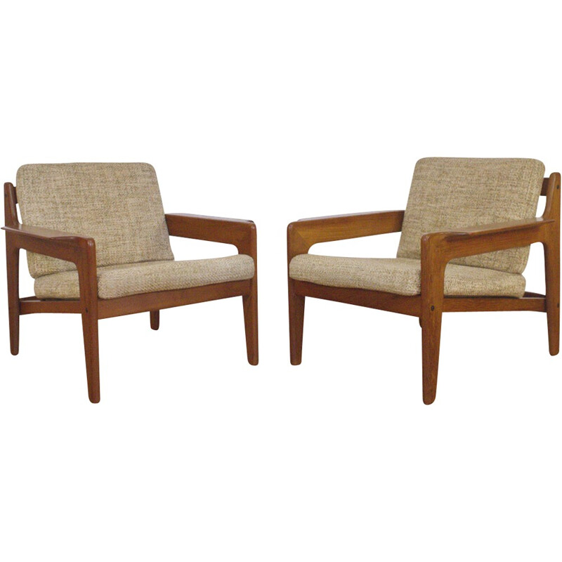 Komfort easy chairs in teak and woolen fabric by Arne Wahl Iversen - 1960s