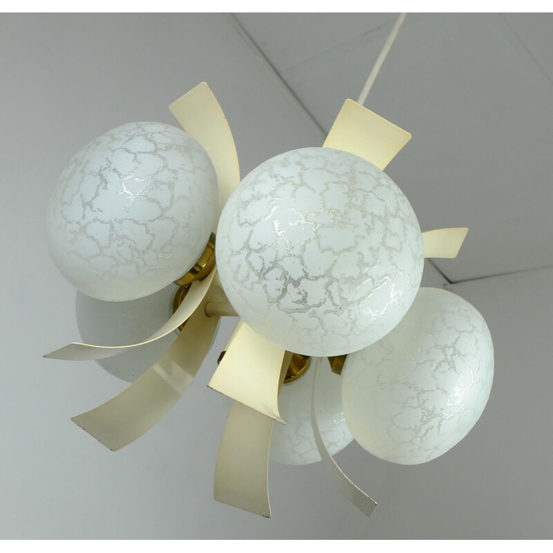 Sputnik orbit chandelier lacquered metal and glass - 1960s