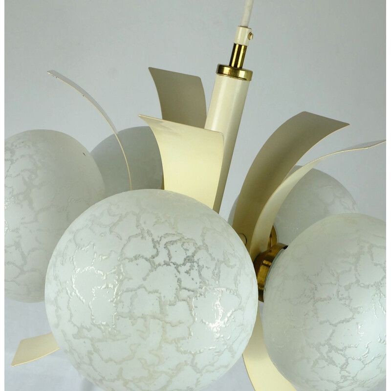 Sputnik orbit chandelier lacquered metal and glass - 1960s