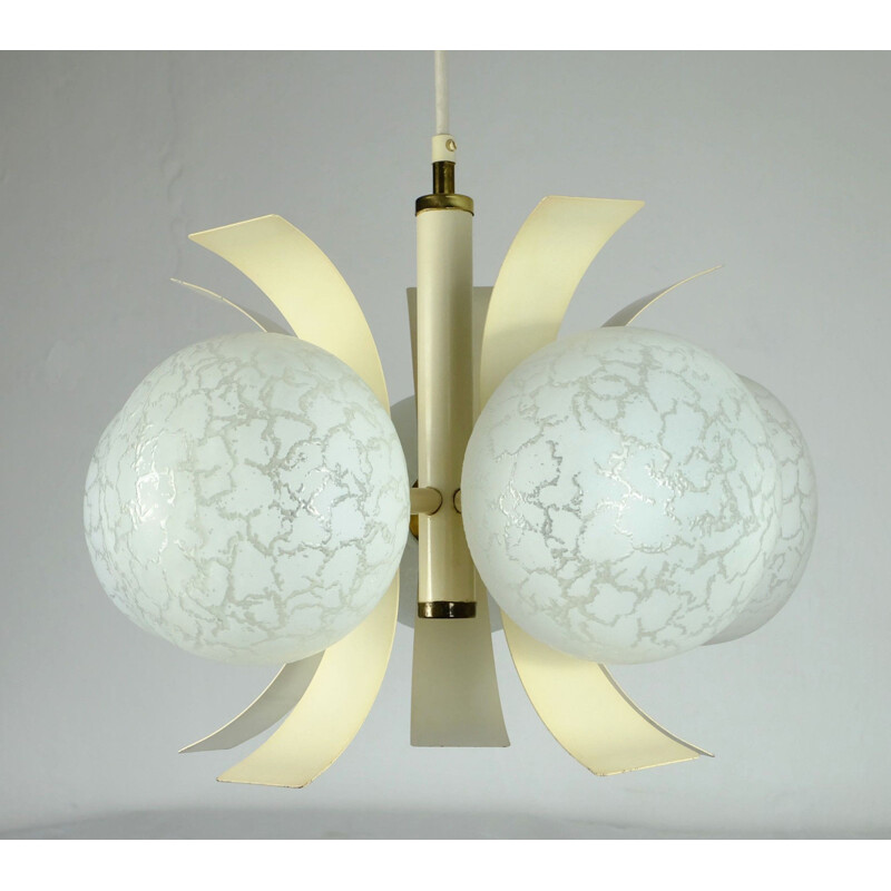 Sputnik orbit chandelier lacquered metal and glass - 1960s