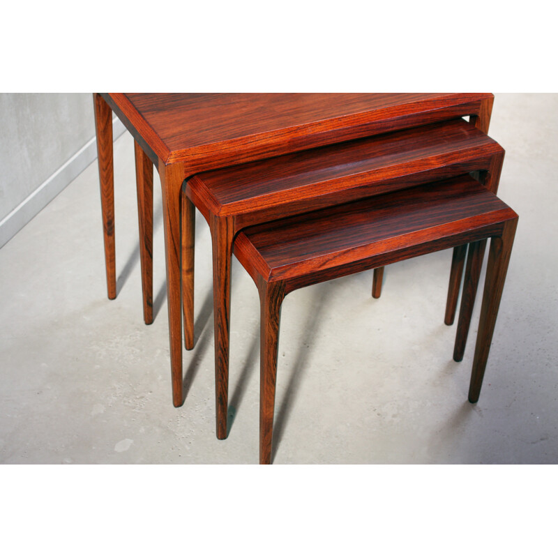 Set of 3 Vintage Rosewood Nesting Tables for Silkeborg - 1960s