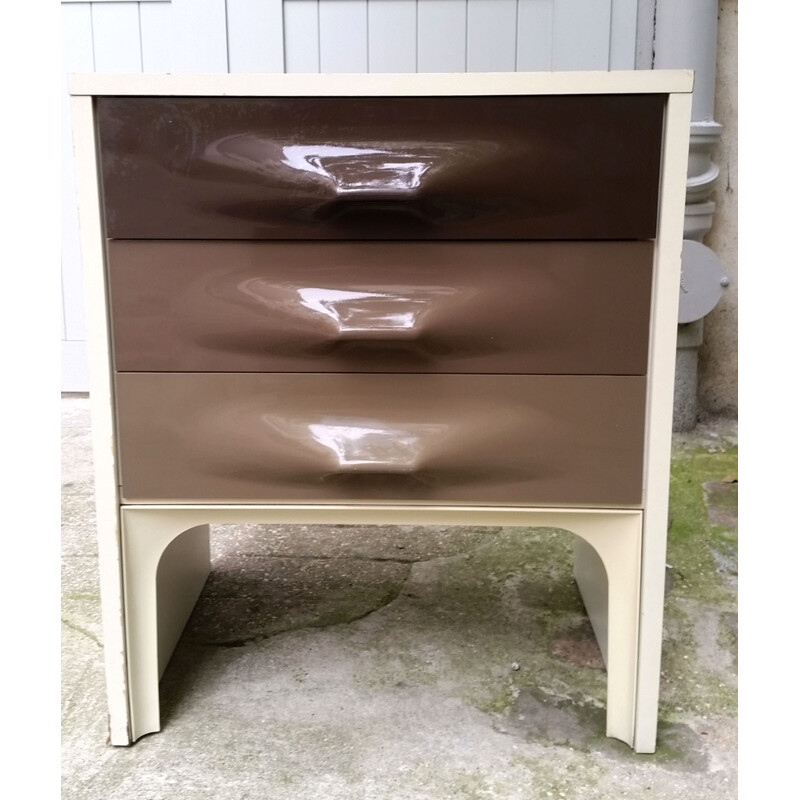 2 mid-century Taupe Grey Bedside Tables by Raymond Loewy - 1970