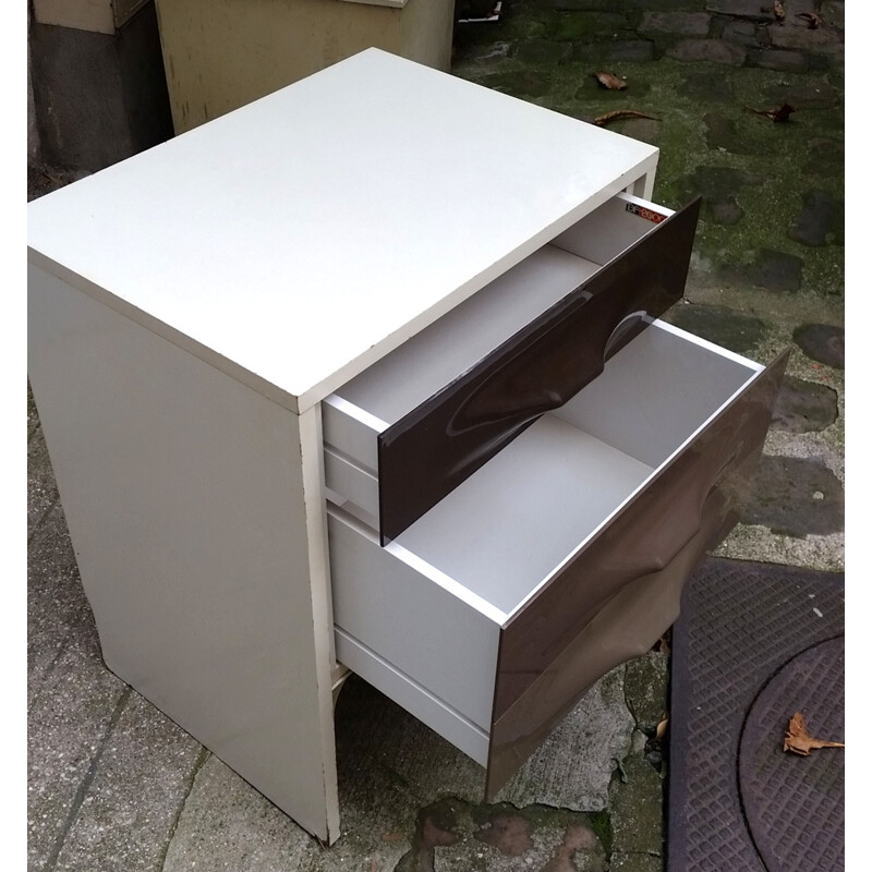 2 mid-century Taupe Grey Bedside Tables by Raymond Loewy - 1970