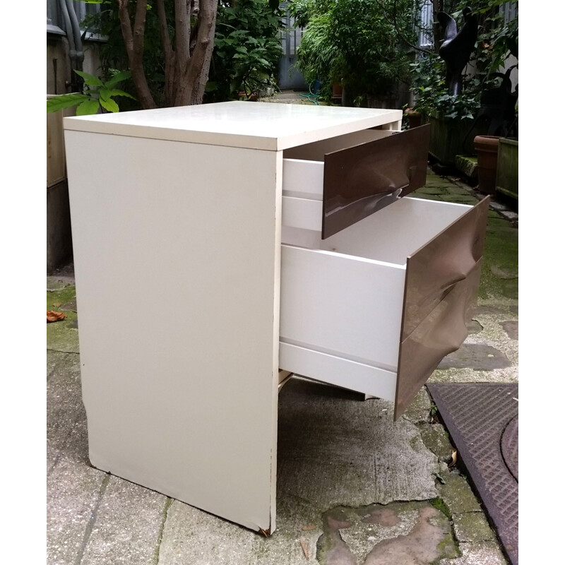 2 mid-century Taupe Grey Bedside Tables by Raymond Loewy - 1970