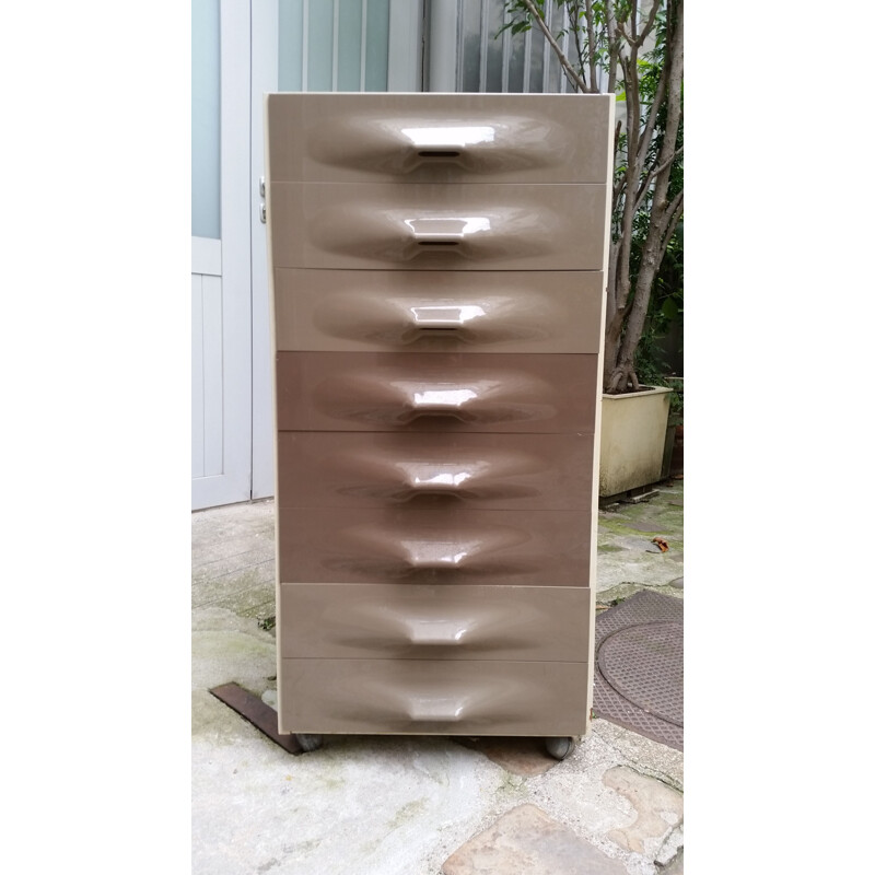 Mid-century taupe gray chest of drawers Raymond Loewy - 1970s