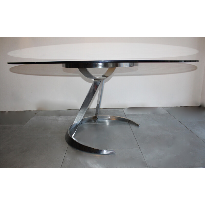 Stainless steel table by Boris Tabacoff - 1970s
