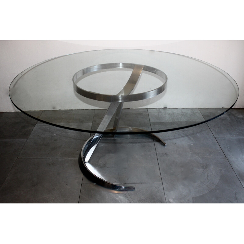 Stainless steel table by Boris Tabacoff - 1970s