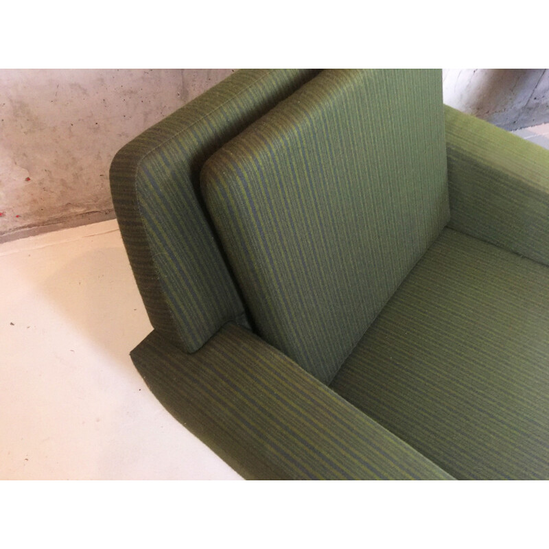 Paire de fauteuils vintage verts en teck - 1970