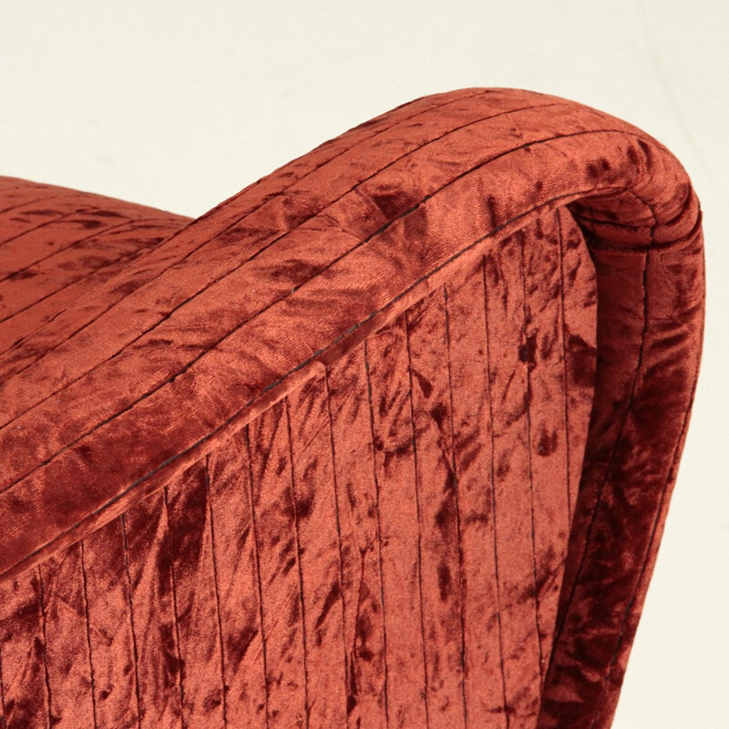 Pair of vintage Italian red velvet armchairs - 1950s